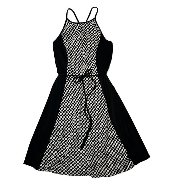 DR Collection Halter Style Size 8 Black with Cream Crochet Insert Dress - Picture 1 of 4